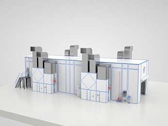 Камера окраски роботом деталей сельхозтехники